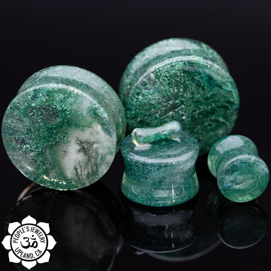 Double Flare Glass Plugs - Moss Glass