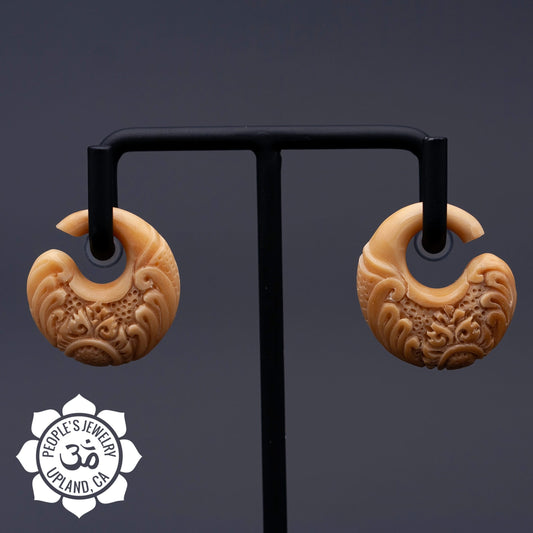 Tagua Nut Carved Eclipse Ear Weights