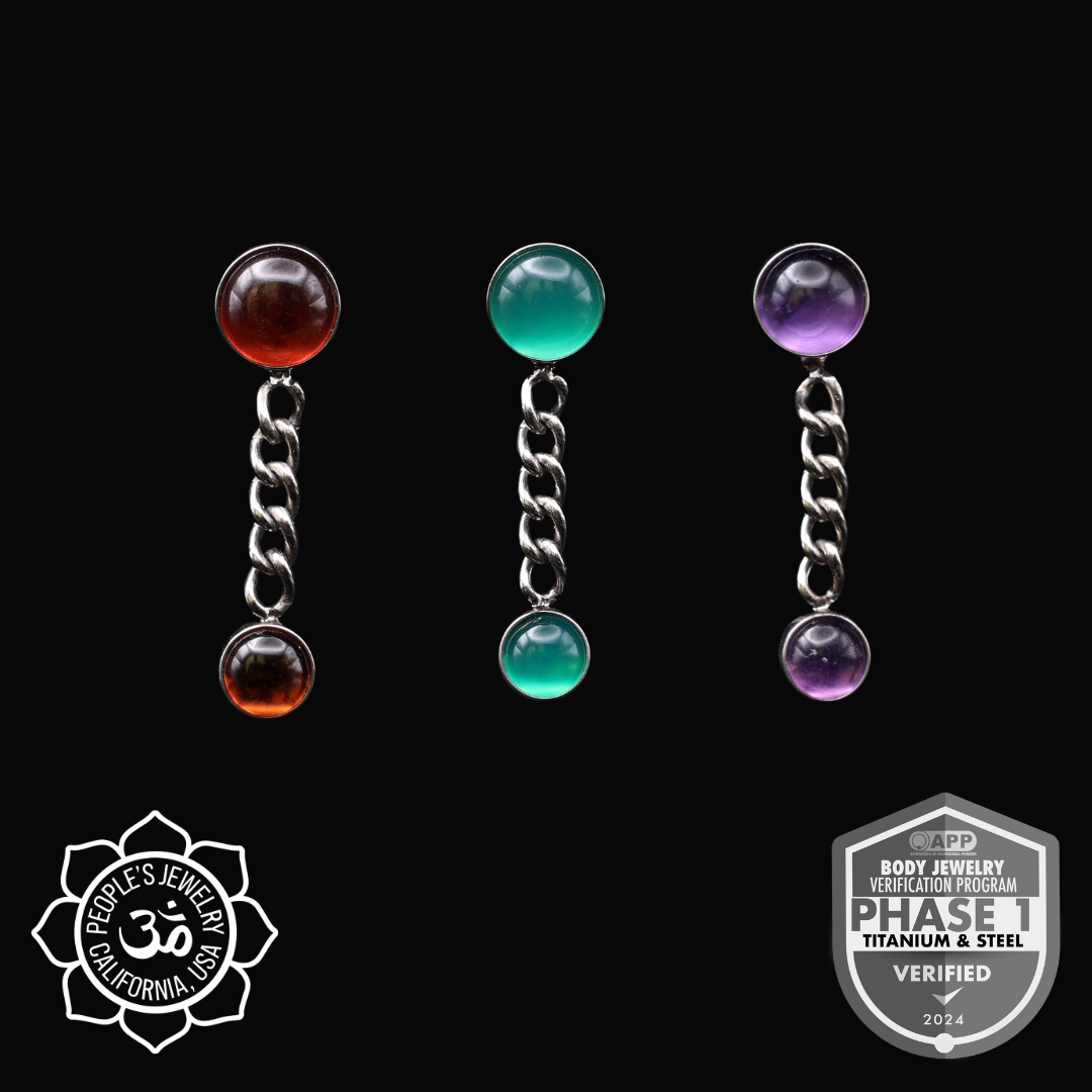 Threadless Natural Stone Chain Dangle