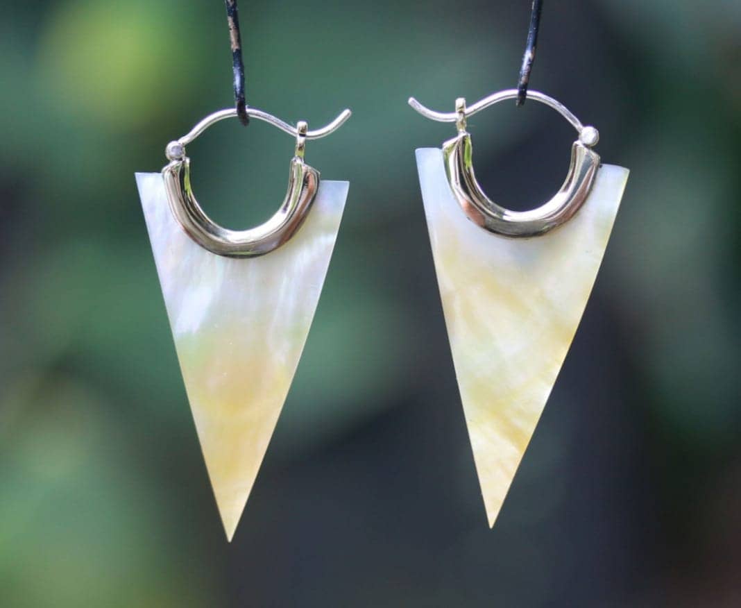 Yellow Brass - Mother of Pearl Spear Hangers