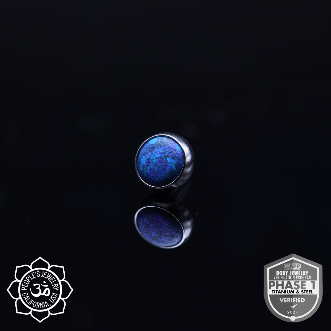 Threadless Titanium Bezel-Set Opal Cabochons (Sandblasted)