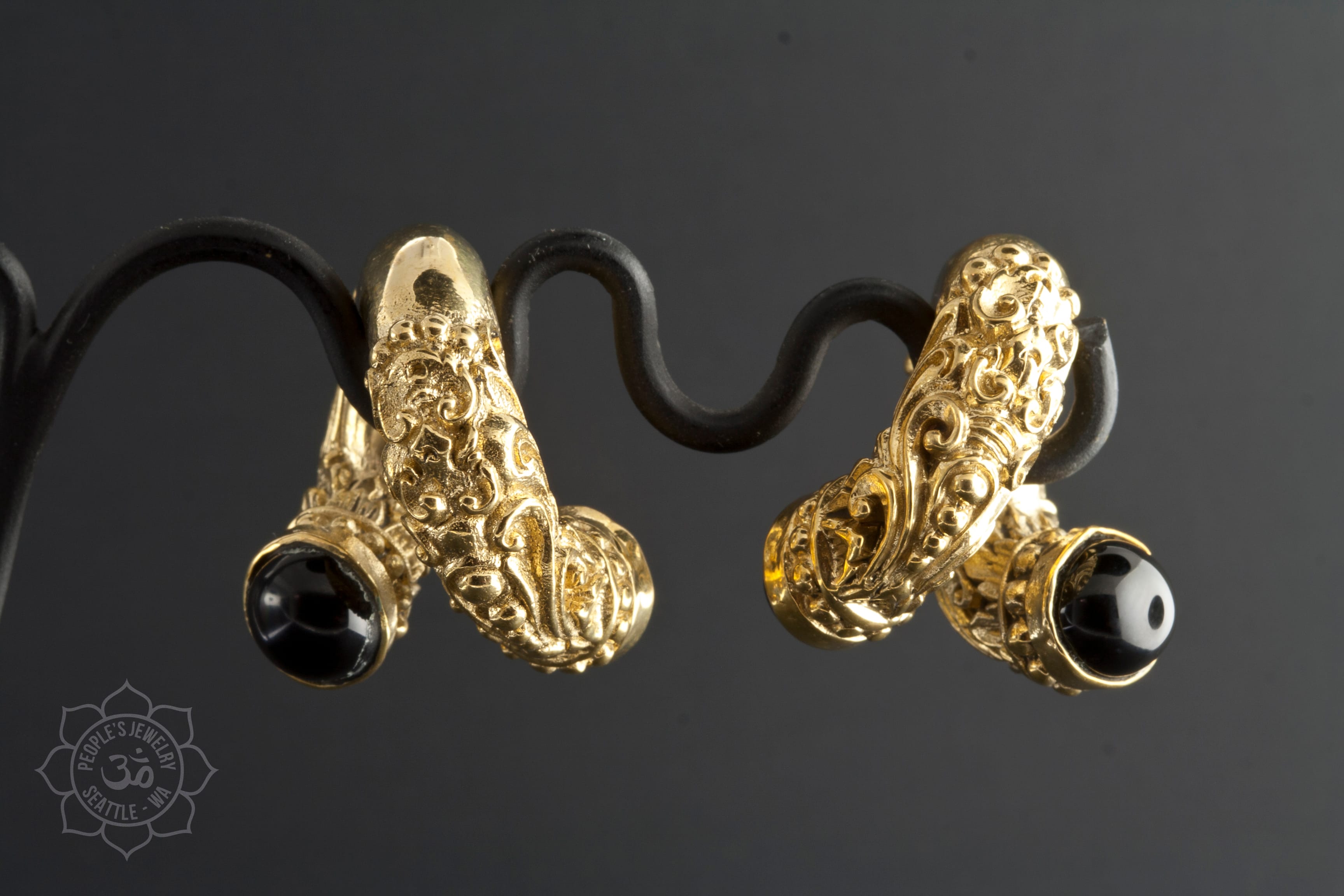 Brass Intricate Coils with Stone Inlay – People's Jewelry