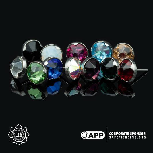 Threadless Titanium Flat-Backed Gems - Prong-set - 4mm