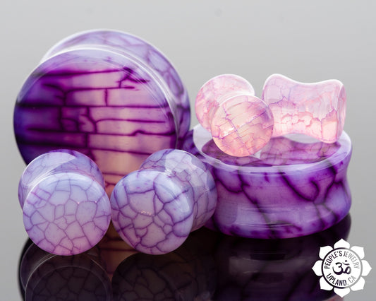 Double Flare Stone Plugs - Dragon Vein - Purple