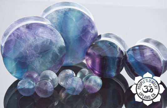 Double Flare Stone Plugs - Fluorite