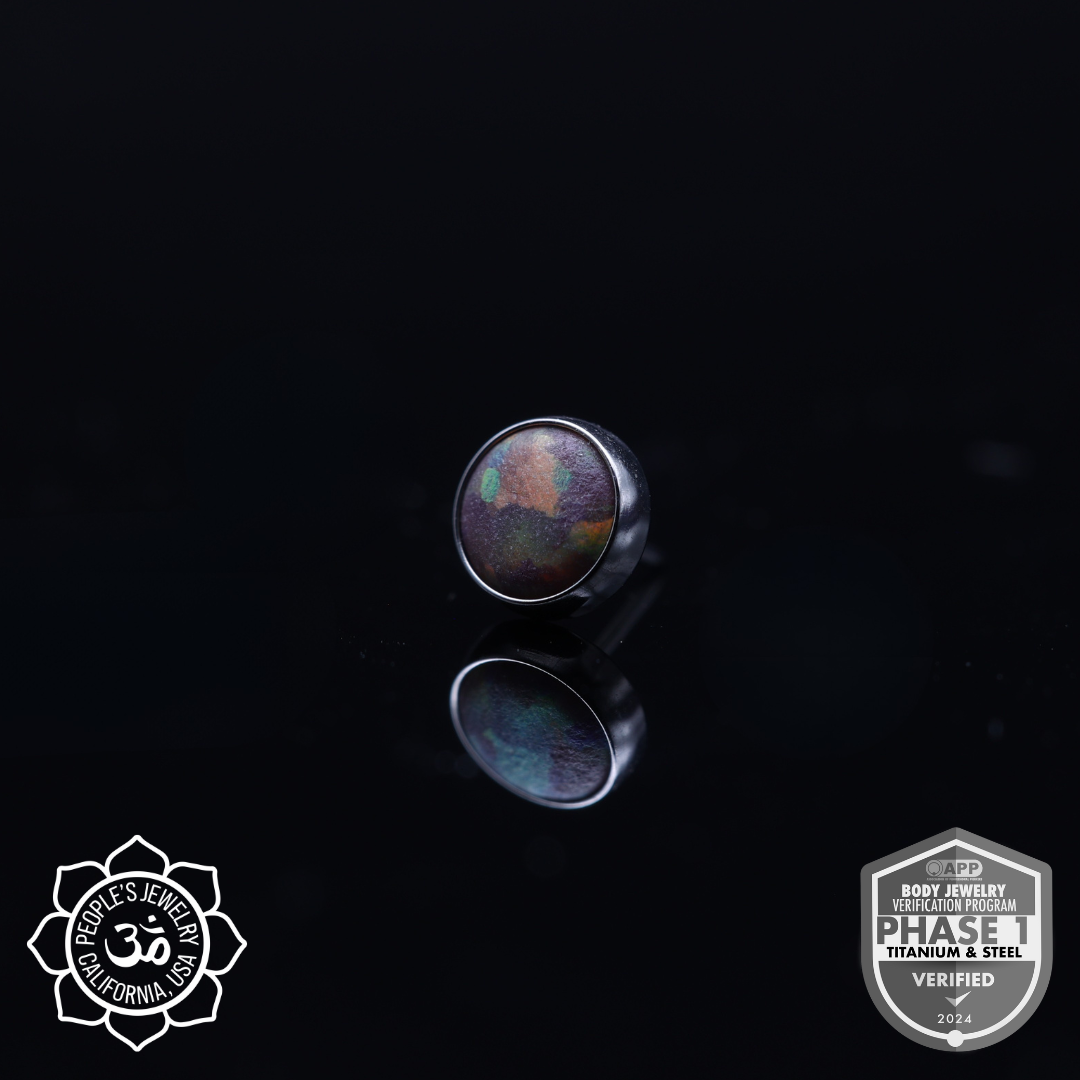 Threadless Titanium Bezel-Set Opal Cabochons (Sandblasted)