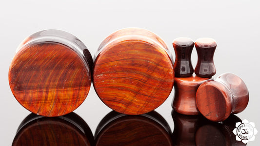 Double Flare Stone Plugs - Red Tigers Eye