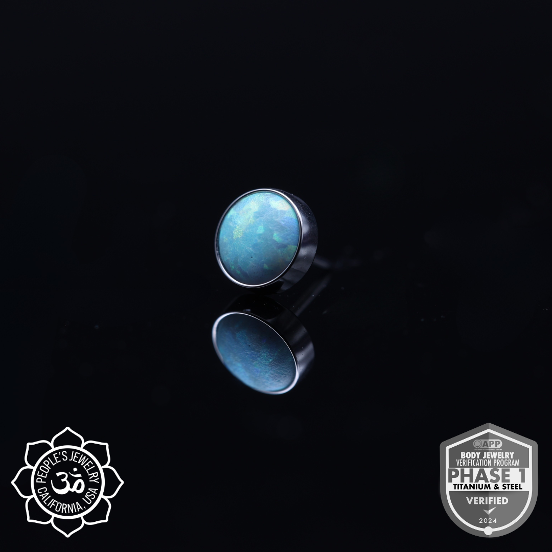 Threadless Titanium Bezel-Set Opal Cabochons (Sandblasted)