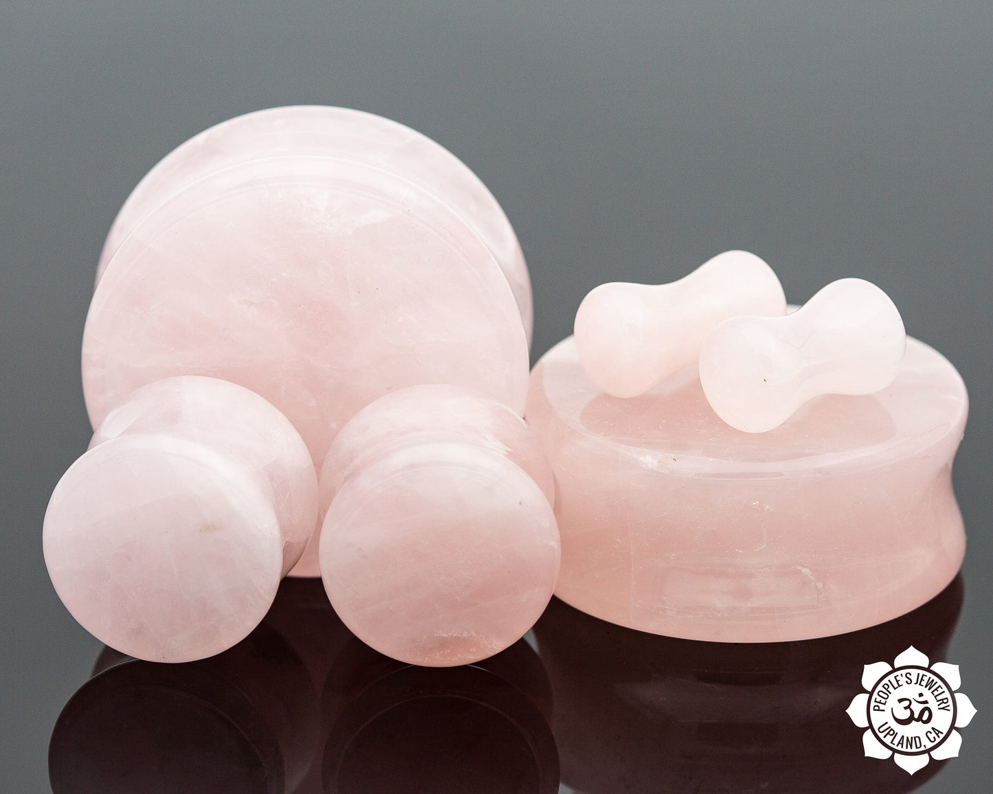 Double Flare Stone Plugs - Rose Quartz