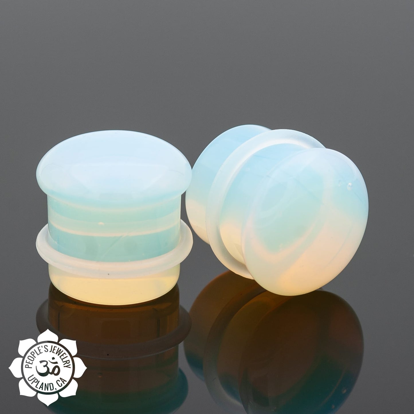 Single Flare Round Front Plugs - Opalite