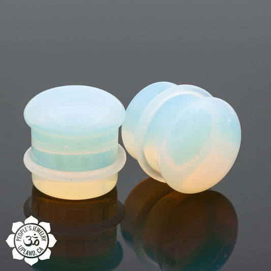 Single Flare Round Front Plugs - Opalite