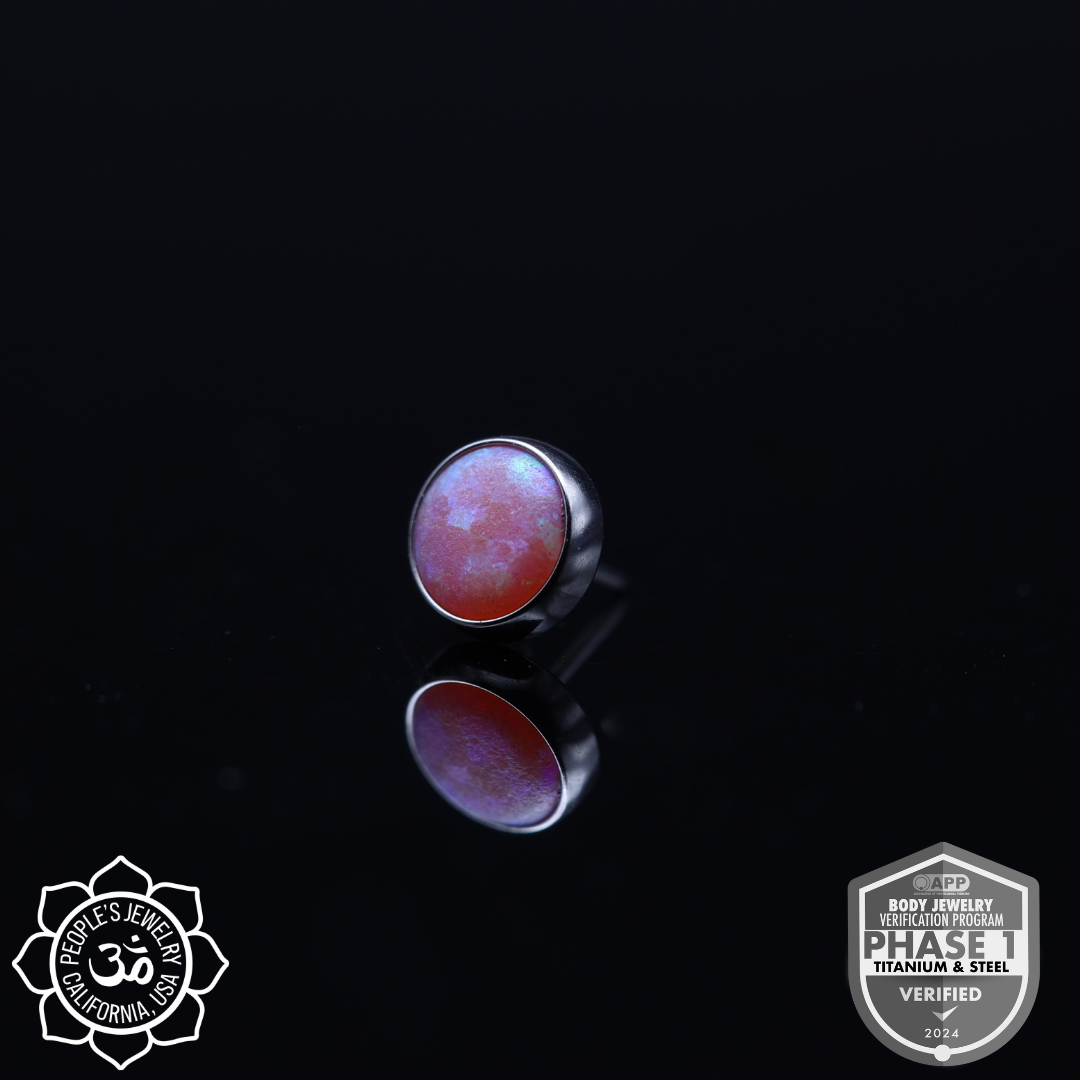 Threadless Titanium Bezel-Set Opal Cabochons (Sandblasted)