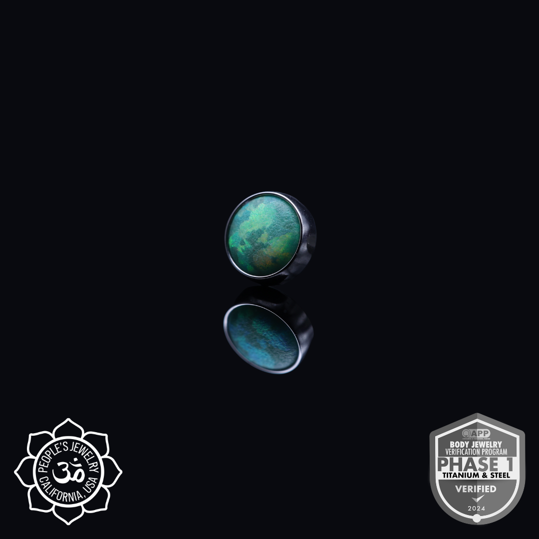 Threadless Titanium Bezel-Set Opal Cabochons (Sandblasted)