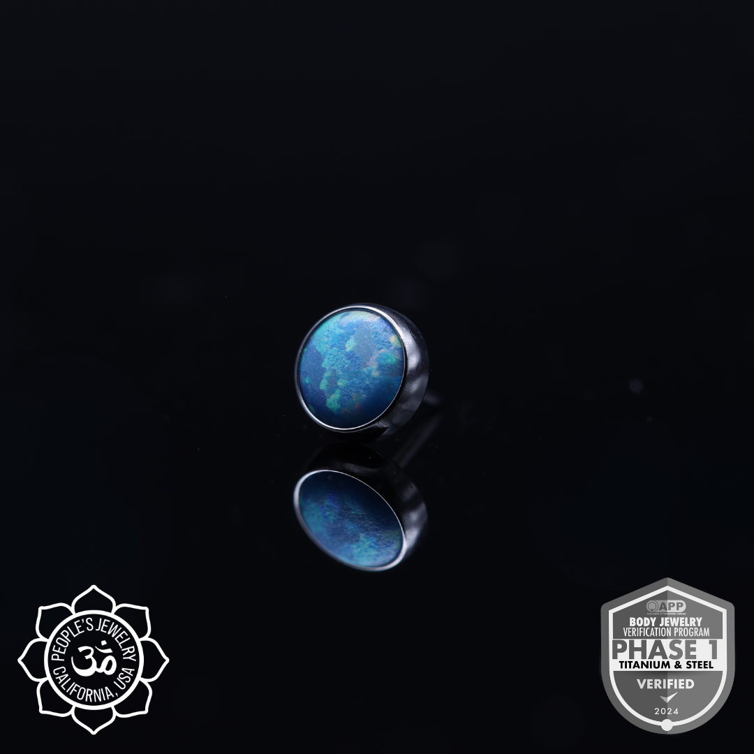 Threadless Titanium Bezel-Set Opal Cabochons (Sandblasted)