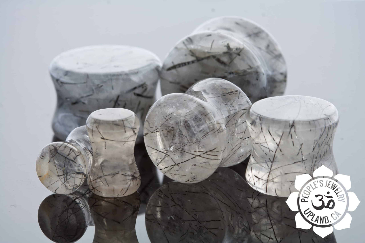 Double Flare Stone Plugs - Natural Tourmaline