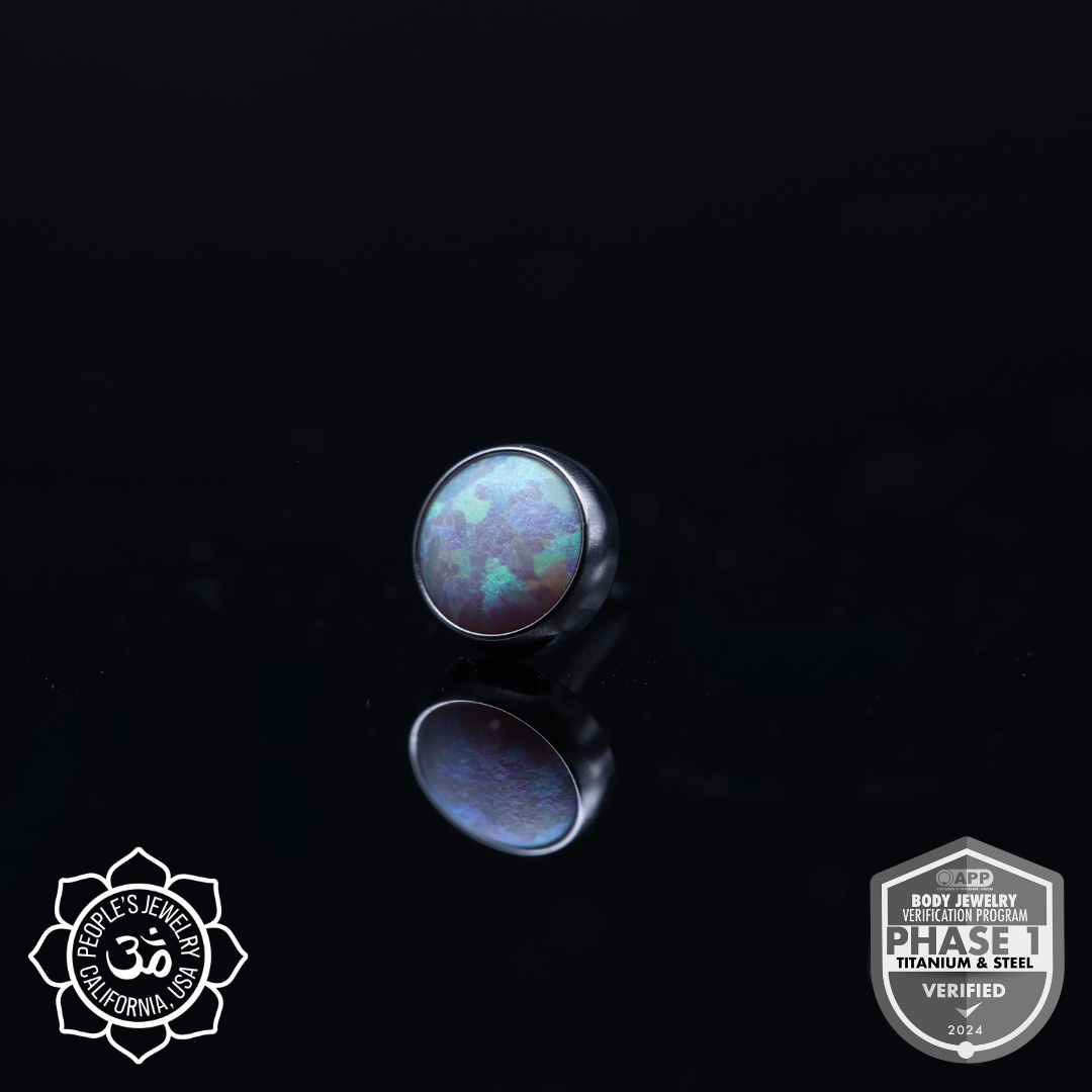 Threadless Titanium Bezel-Set Opal Cabochons (Sandblasted)