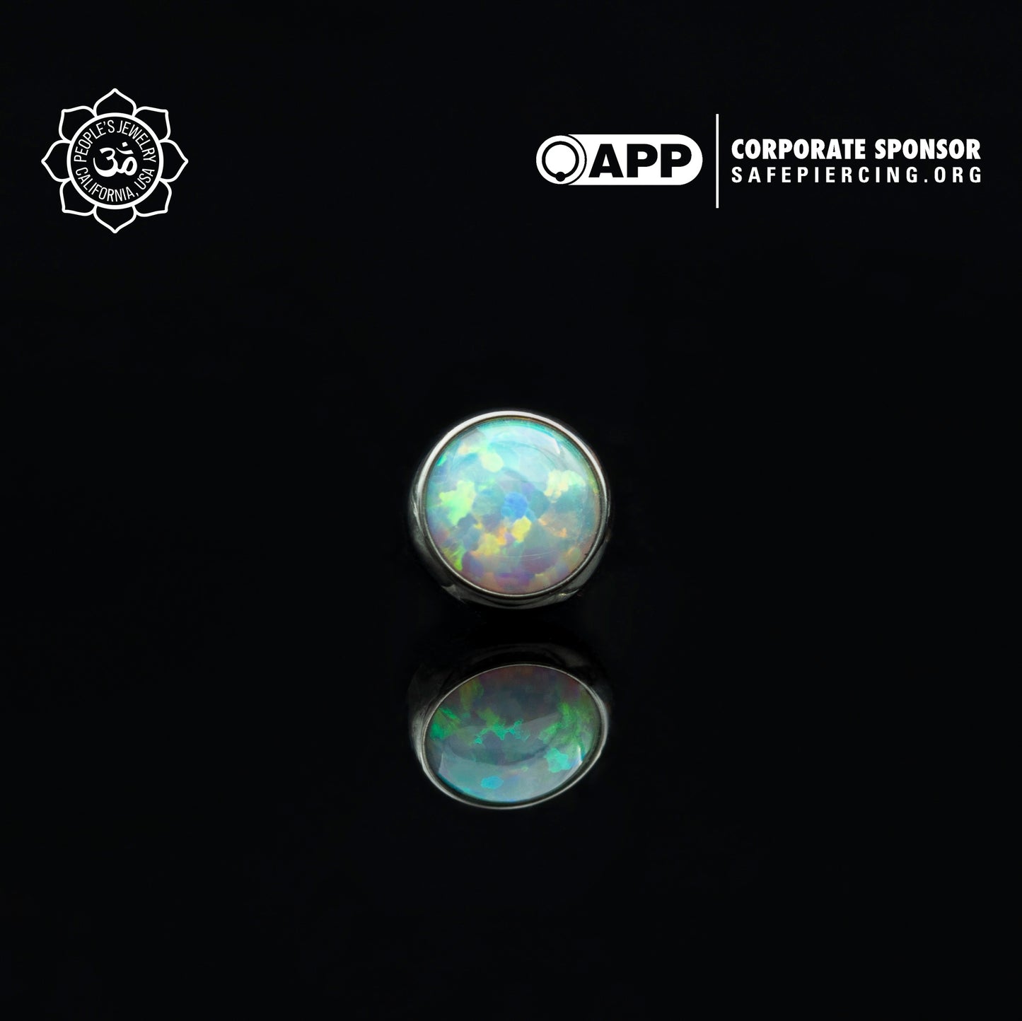 Threadless Titanium Bezel-Set Opal Cabochons (Sandblasted)